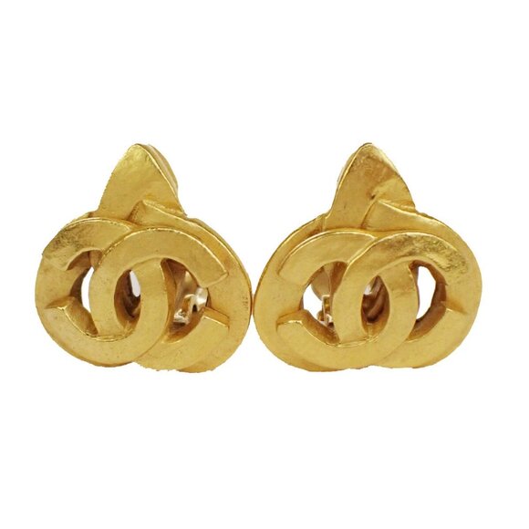 CHANEL CC Logo Button Earrings 97P Clip-On GHW France Accessory Vintage 97RH167 - Picture 1 of 13
